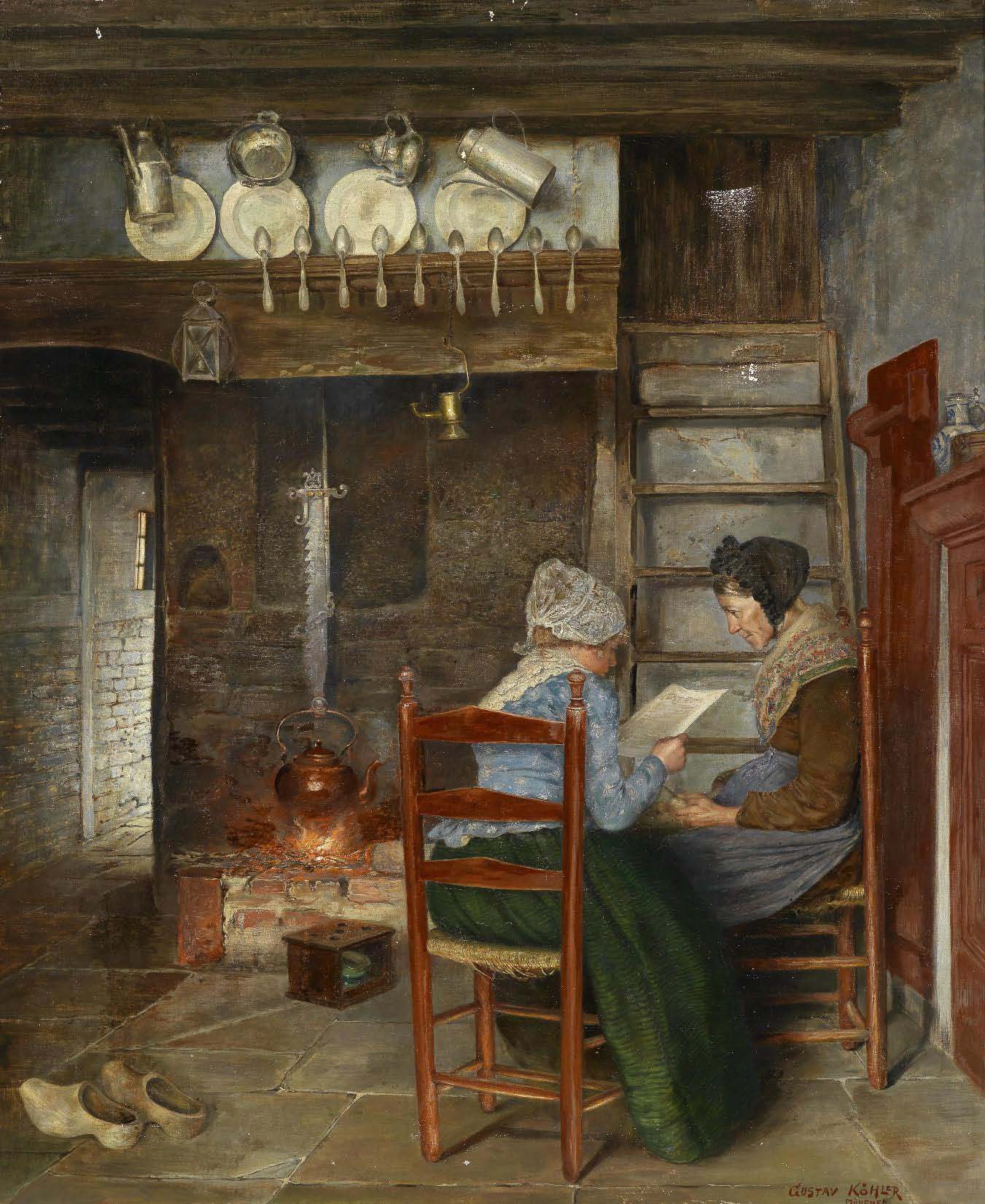 Gustav KÖHLER (1859-1922): Escena interior - fecha desconocida